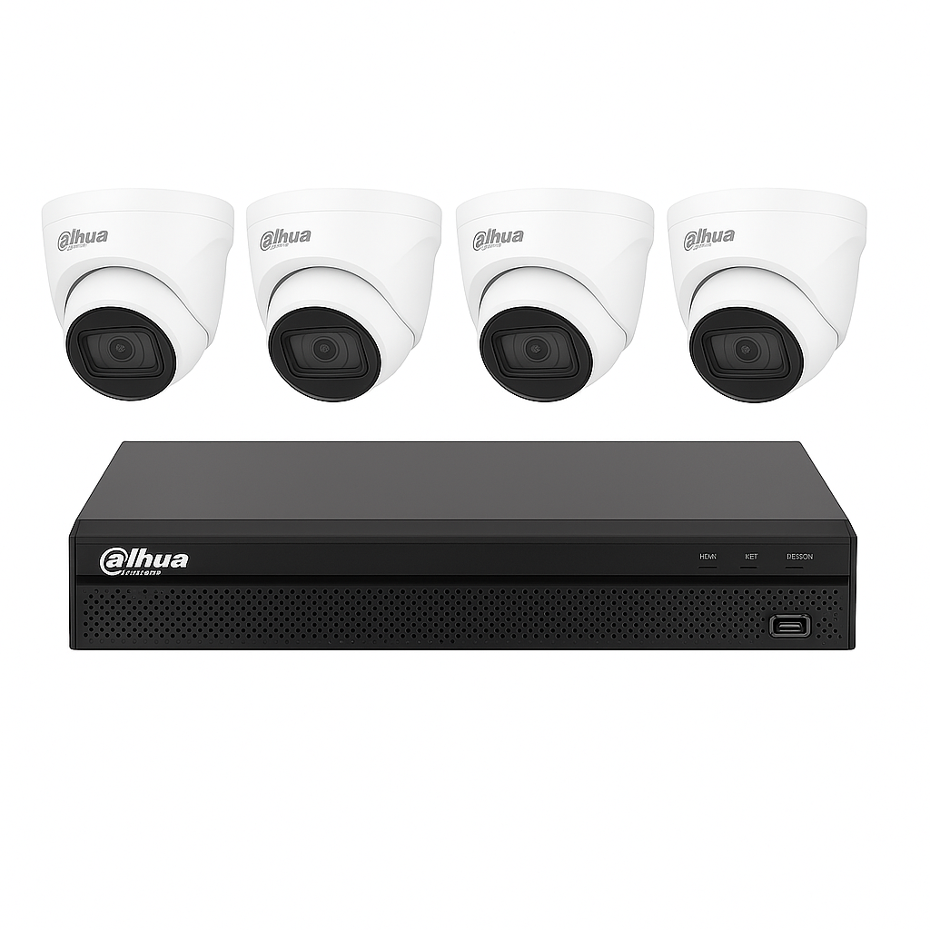 Комплект за видеонаблюдение DAHUA – 4 IP камери + NVR4104HS-4KS3 (Full HD AI система)