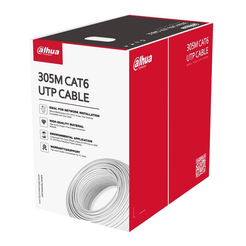КАБЕЛ DAHUA UTP  305M CAT6 PFM920I 6UN-C-БЯЛ, КАШОН